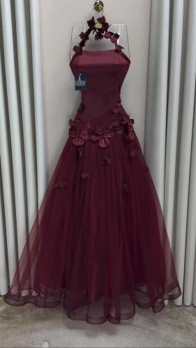 فستان سهره عنابي