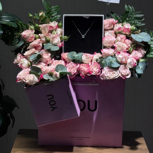 سلسال ناعم فضة مع ورد دبل كلر