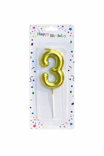 Number 3 golden candle