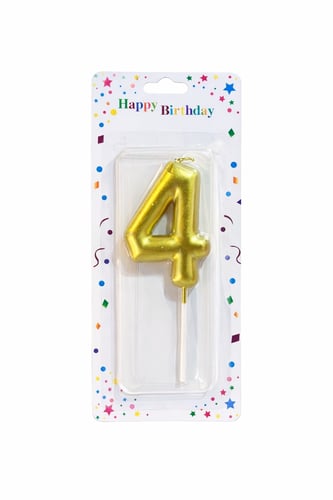 Number 4 golden candle