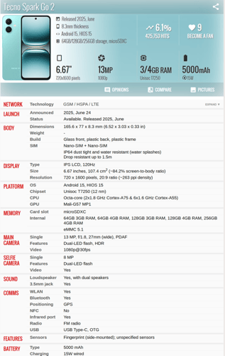 جوال TECNO SPARK GO 2 64gb