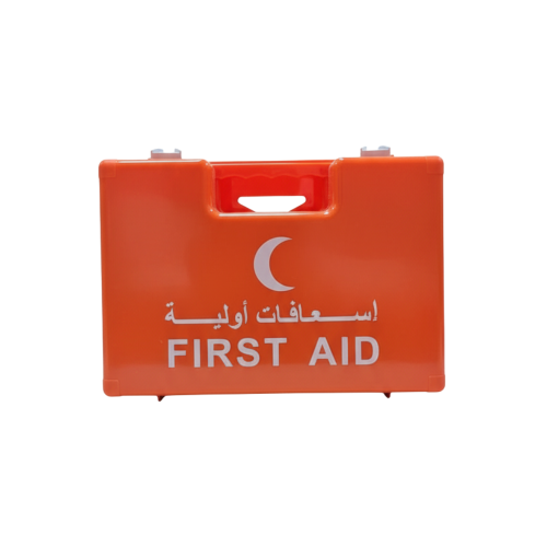 حقيبة اسعافات اولية برتقالي معبأة وسط