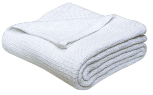 بطانية قطن شبك بيضاء