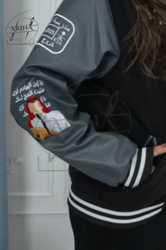 جاكيت سينيور - لون اسود بأكمام جلد أسود