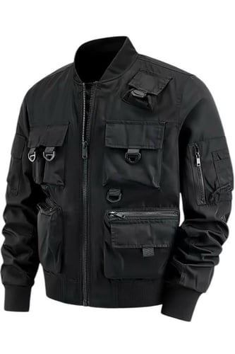 جاكيت بوليستر التكتيكي بتصميم عسكري متين، بسحاب، و...