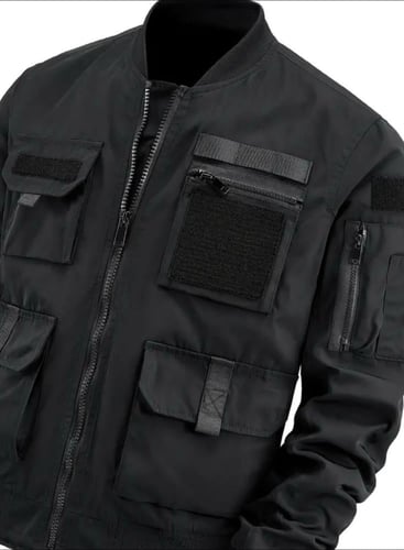 جاكيت بومـبر بتصميم تكتيكي عسكري لون اسـود