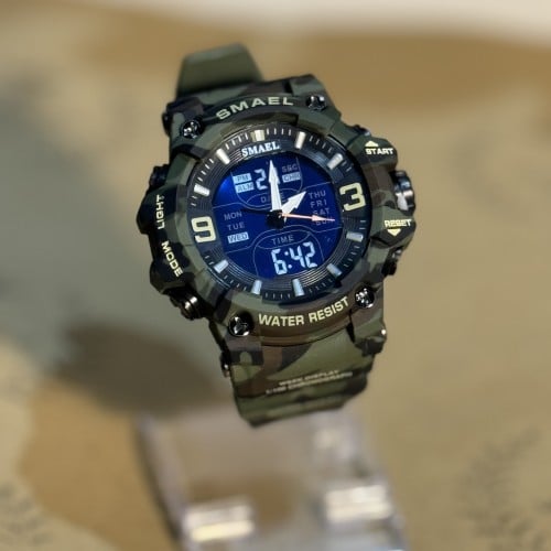ساعه عسكرية رقميه بوصله بنمط مموه