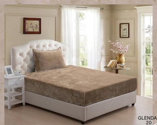 شرشف سرير مخمل ساده مفرد (2 قطع)