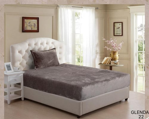 شرشف سرير مخمل ساده مفرد (2 قطع)