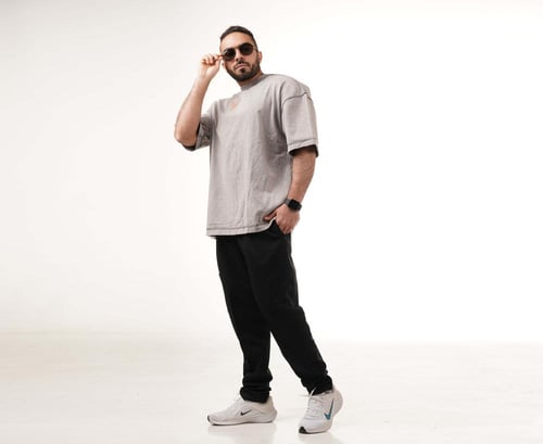 تيشيرت اوڤر سايز(رمادي فاتح)