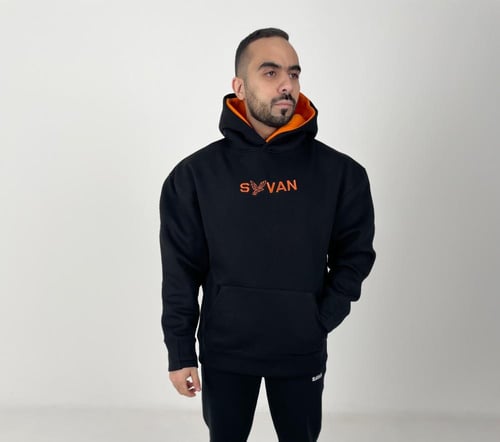 هودي باللون الأسود والبرتقالي ( دبل كاب )