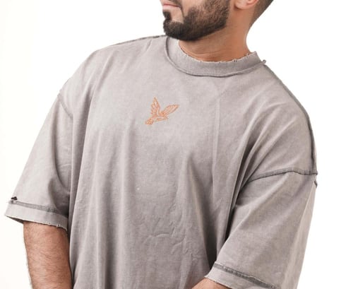 تيشيرت اوڤر سايز(رمادي فاتح)