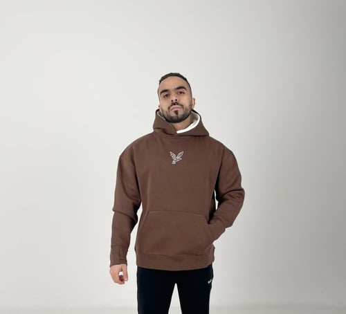 هودي باللون البني والبيج ( دبل كاب )