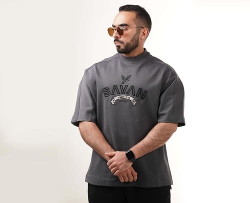 تيشيرت اوڤر سايز(رمادي غامق)