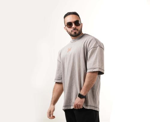 تيشيرت اوڤر سايز(رمادي فاتح)