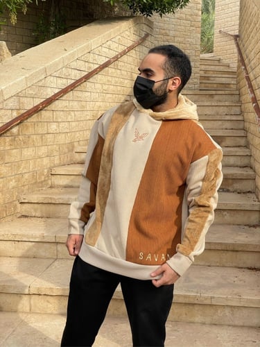 هودي بدرجات البني والبيج (خامات مختلفة)