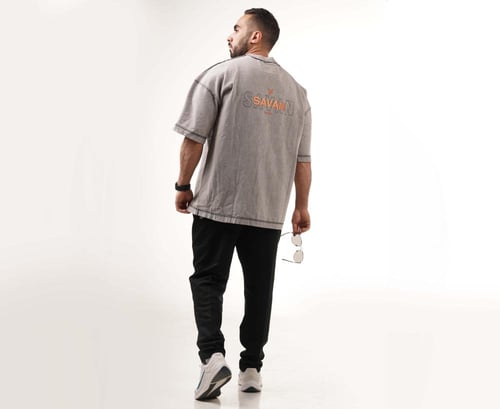 تيشيرت اوڤر سايز(رمادي فاتح)