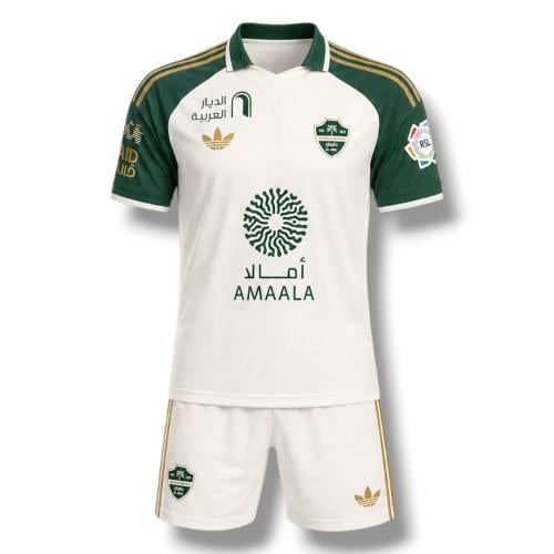 طقم الأهلي السعودي الاحتياطي الأبيض 2027 تيشيرت وش...