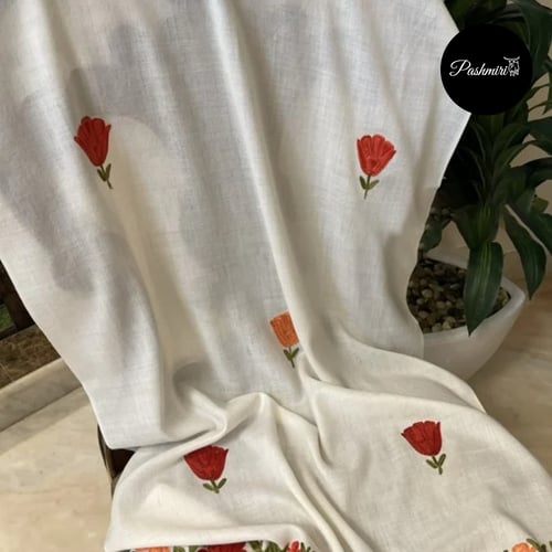 شال كشميري مطرز أرضية سكري/ نسائي Cashmere shawl