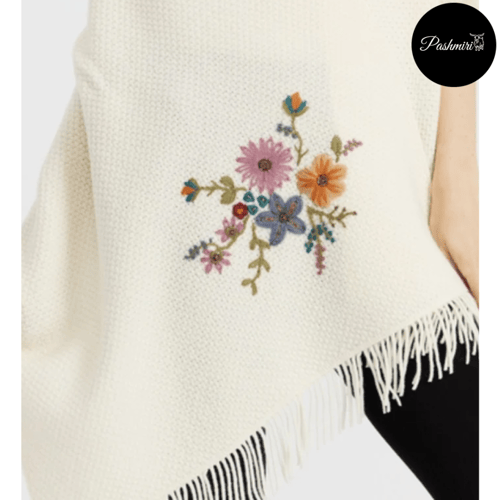 شال سكري صوف كشميري مع صوف تركي تطريز يدوي 70×180س...