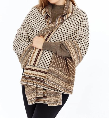 شال تريكو جاكارد من خيوط الأكريليك مزخرف أرضية سكر...