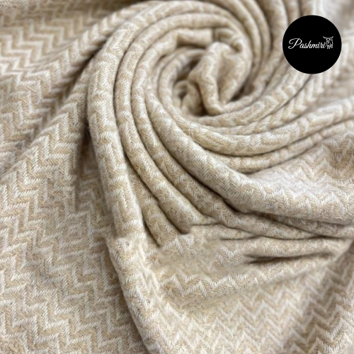 شال كشميري أصلي تعرجات وسط عسلي مع سكري فائق النعو...