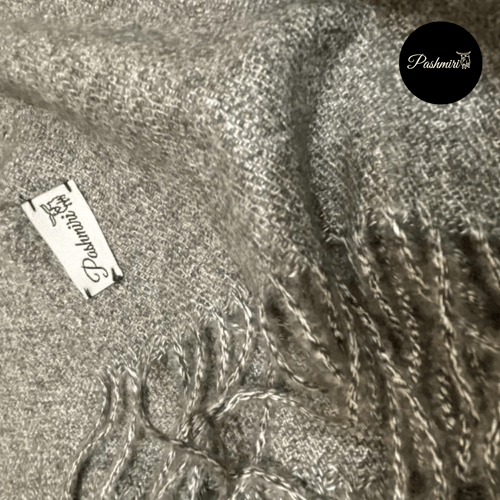 شال كشميري أصلي رصاصي غامق فائق النعومة صنع يدوي ر...