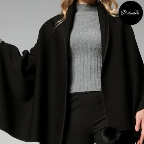 شال تريكو جاكارد من خيوط الأكريليك أسود عالي الجود...