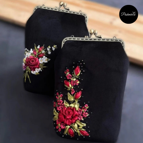 حقيبة راقية- تطريز يدوي إيراني- قماش مخمل ناعم- لو...