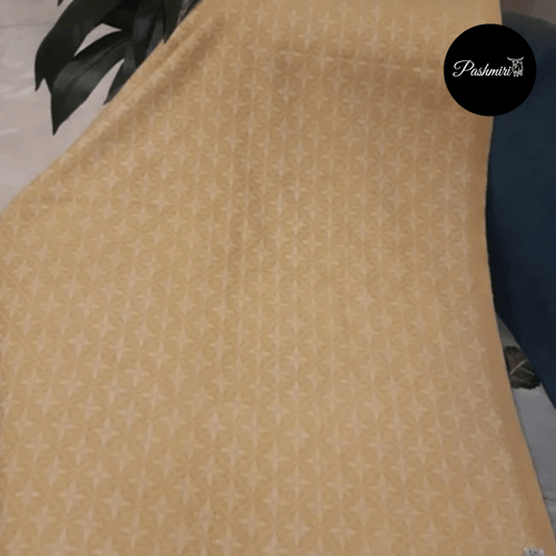 شال كشميري أصلي طبعات سكري على أرضية أصفر فاتح فائ...