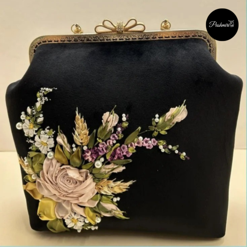 حقيبة راقية- تطريز يدوي إيراني- قماش مخمل ناعم- لو...