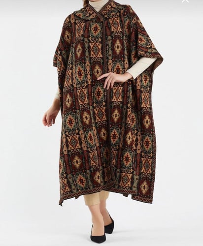 معطف نسائي تريكو جاكارد مزخرف من خيوط الأكريليك عا...