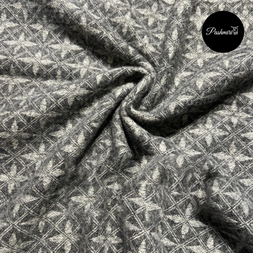 شال كشميري أصلي طبعات سكري على أرضية رمادي غامق فا...