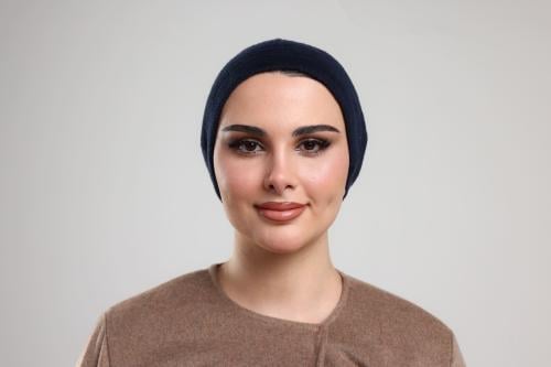 7 soft fur turbans navy blue