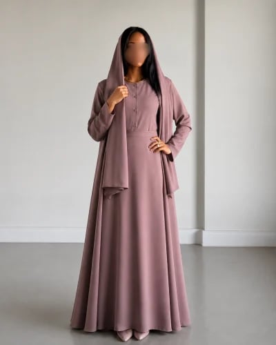 عبايا بيسك كلوش بأربع قطع عملية (بنفسجي فاتح)