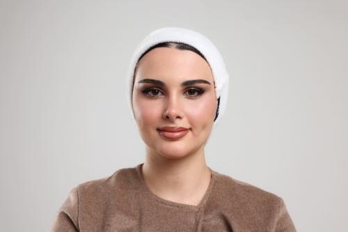 Soft white fur turban