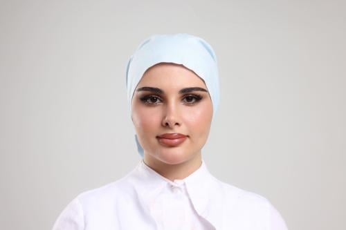 54 Cotton turban tied sky blue