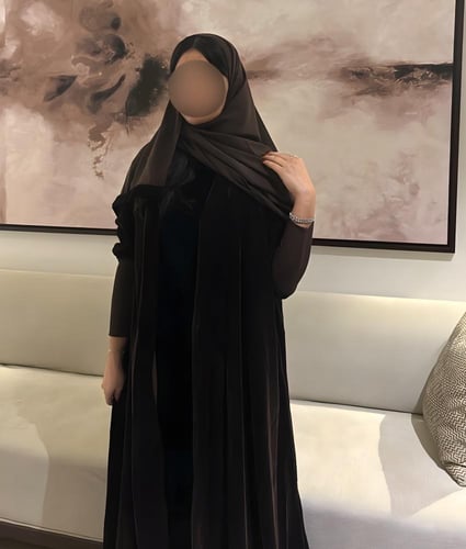 Brown velvet abaya with brown stretch