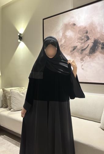 Black velvet x satin abaya