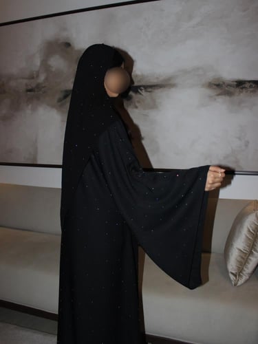 Swarovski abaya with extra wide sleeves