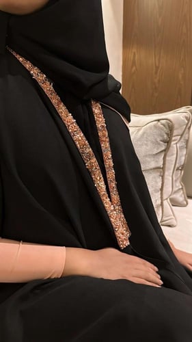 Black Abaya With Peachy Collar