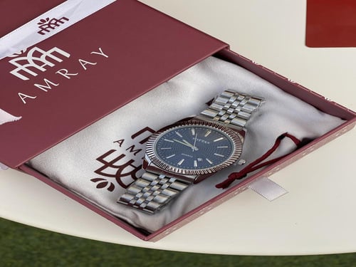 ساعه رجاليه فضي-كحلي