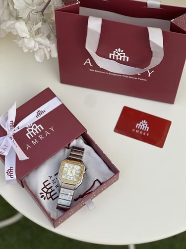 ساعه رجاليه فضي-ذهبي