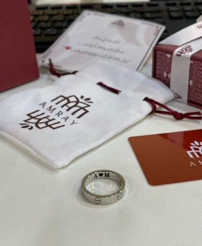 خواتم ثنائيه فضه رجالي ونسائي قلب احمر