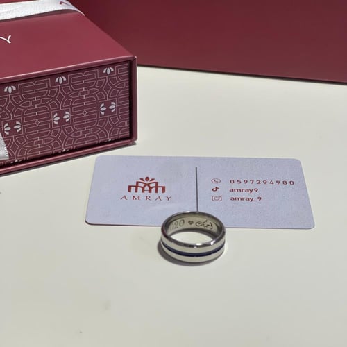 خاتم رجالي فضي بكحلي