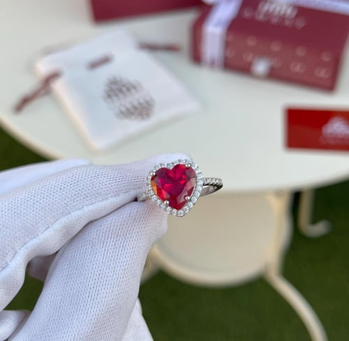 خواتم ثنائيه فضه رجالي ونسائي قلب احمر