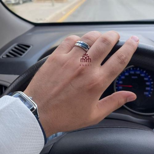 خاتم رجالي فضي بكحلي