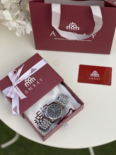 ساعه رجاليه فضي-كحلي