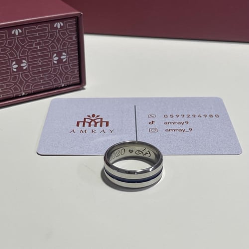 خاتم رجالي فضي بكحلي