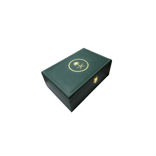 صندوق إهداء علبة جلد فاخر ( صندوق الديوان ) شعار و...